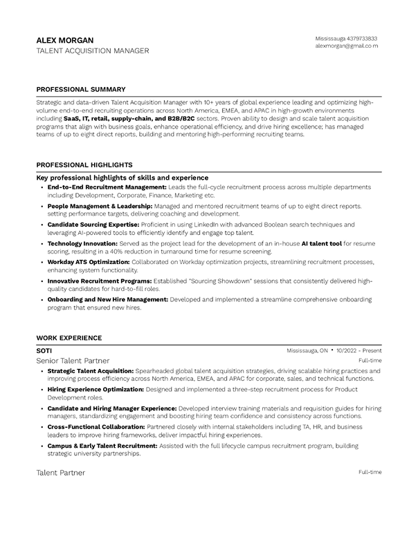 Career Summary resume template