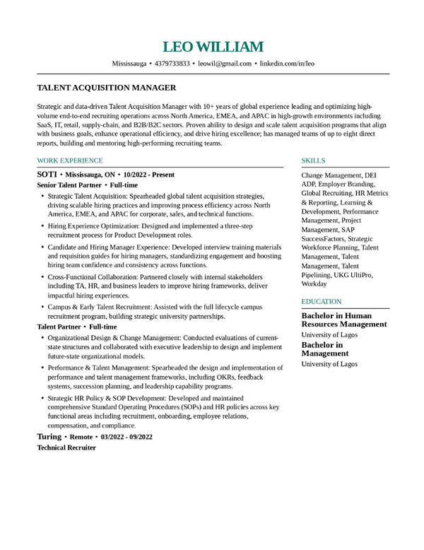 Executive Sidebar resume template