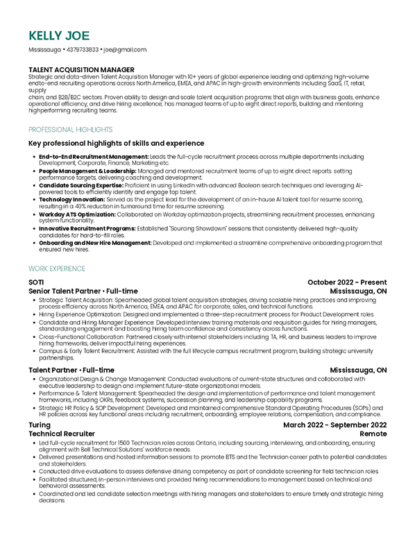 Professional Highlights resume template